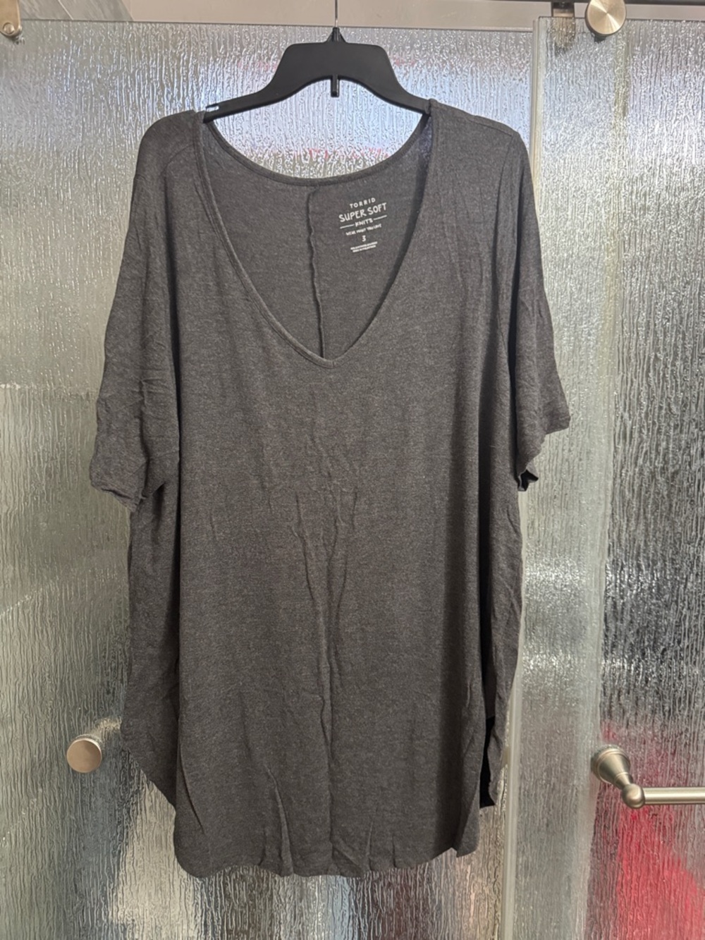 torrid Charcoal Super Soft V-Neck Short Sleeve Tee